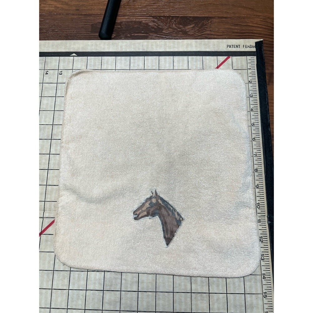 Vintage Retro Western/horse  Martex Washcloth Cotton Face Towel 70s Some Damage)